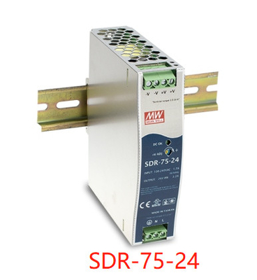 SDR-75-24 Meanwell Din Rail Power Supply 12V 24V 48V 85% -89%