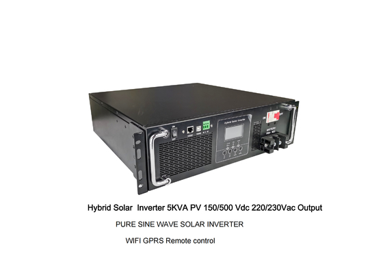 Rack Mount Pure Sine Ware Hybrid Solar Inverter 5KW PV 150/500Vdc 220/230Vac การออก Wifi GPRS สําหรับ BTS
