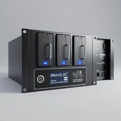 BRAVO 25 12kVA Modular Inverter System ด้วยการออกแบบที่สามารถปรับขนาดได้ และมีประสิทธิภาพสูงสําหรับความต้องการพลังงานที่สําคัญ