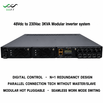 ระบบอินเวอร์เตอร์แบบโมดูลาร์ 48VDC ถึง 220Vac N+1 ความซ้ำซ้อนแบบขนาน 0ms การถ่ายโอนแบบไม่มีรอยต่อ 3KVA กำลังโทรคมนาคมแบบแร็คเมาท์