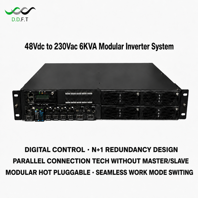 ระบบอินเวอร์เตอร์แบบโมดูลาร์ 48VDC ถึง 220Vac N+1 ความซ้ำซ้อนแบบขนาน 0ms การถ่ายโอนแบบไม่มีรอยต่อ 3KVA กำลังโทรคมนาคมแบบแร็คเมาท์