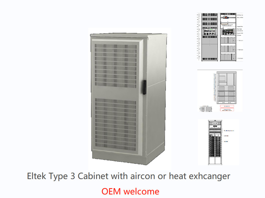 Eltek Type 3 ตู้โทรคมนาคมกลางแจ้ง 1.2m 1.5m 1.8m พร้อมเครื่องปรับอากาศ