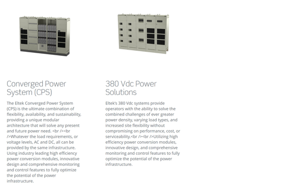 Eltek Flatpack2 ระบบไฟฟ้าโทรคมนาคม DCDC 380/48 3000 SHE 36KW 72KW